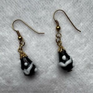 Vintage 90s Lampwork glass bead earrings